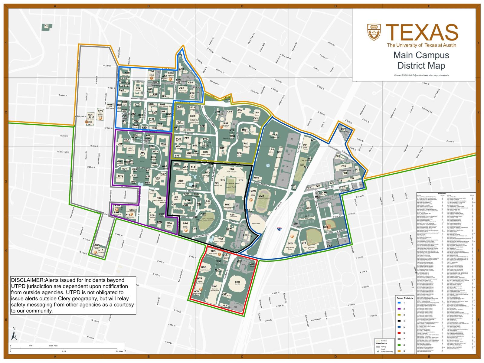 UTPD dispatch area map