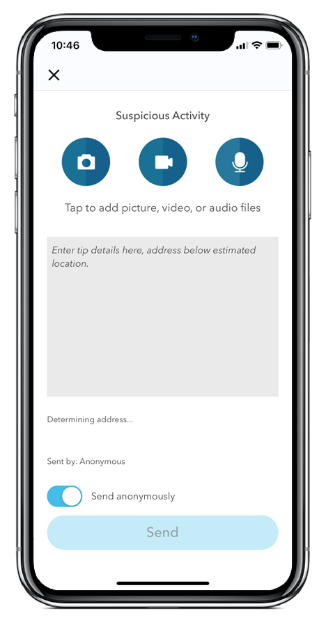 Livesafe app phone example of suspicious activity reporting